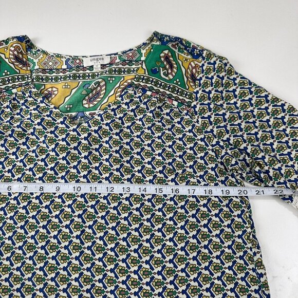 Umgee Womens Boho Tunic Dress SZ M Paisley Multicolor 3/4 Bell Sleeves V-Neck - Picture 5 of 16